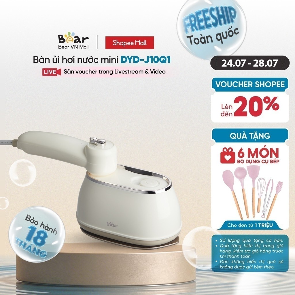 Bàn Ủi Hơi Nước Mini Bear DYD-J10Q1 - Hàng Chính Hãng