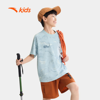 Anta Kids Áo Thun Ngắn Tay Thời Trang Thể Thao Bé Trai từ 10-13 tuổi Áo Phông trẻ em 3526B6102