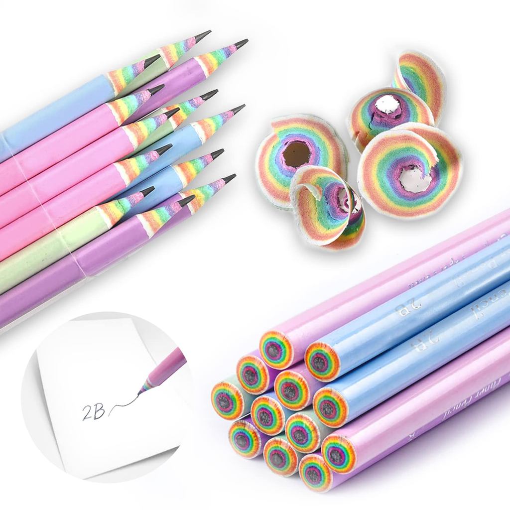 BAMBOLA 2B Pencils, Rainbow Pencils, 2B Writing Pencils, Cute for Girls, Stylish Adorable for Elemen