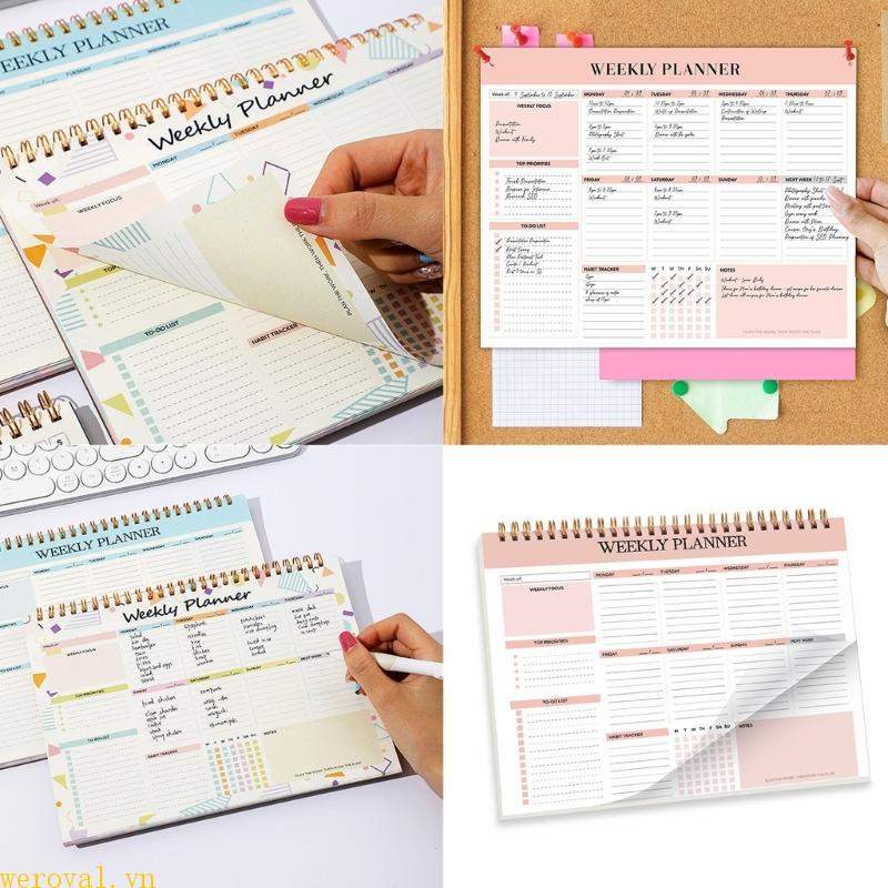 WER Twin Coil Binding Planner Notebook Academic Planner 52 Week Journal Notebook cho kế hoạch hàng t