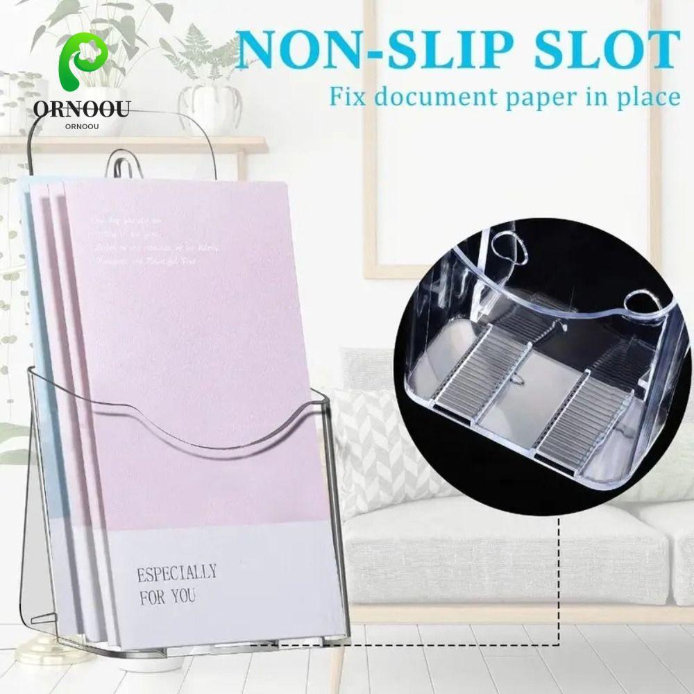 ORNOOU A6 Brochure Holder, Acrylic Clear Pamplet Holder, Booklet Countertop Di Động Trong Suốt Tờ rơ