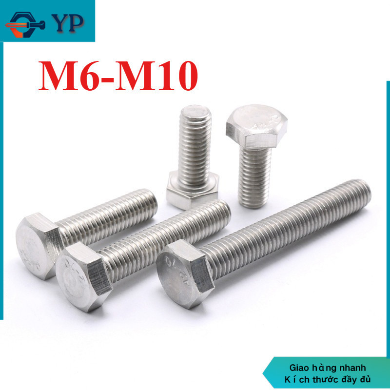 Bu lông lục giác ngoài ren mịn INOX 304 M6*0.75*10 M6*0.75*12 M6*0.75*16 M6*0.75*20 M6*0.75*25 M6*0.