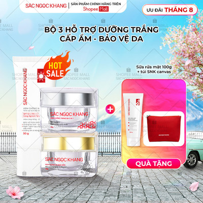 Combo Sắc Ngọc Khang 3 Món Mờ Nám, Nâng Tông, Bảo Vệ Toàn Diện (Kem Ngày 30g + Kem Đêm 30g + Kem chống nắng