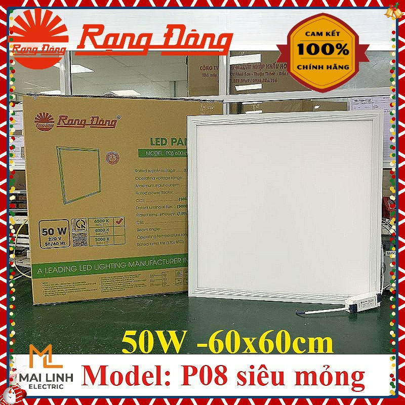 Đèn Led panel tấm lớn P06-P08 600x600/50W Rạng Đông - Siêu sáng, siêu mỏng -Hàng loại 1