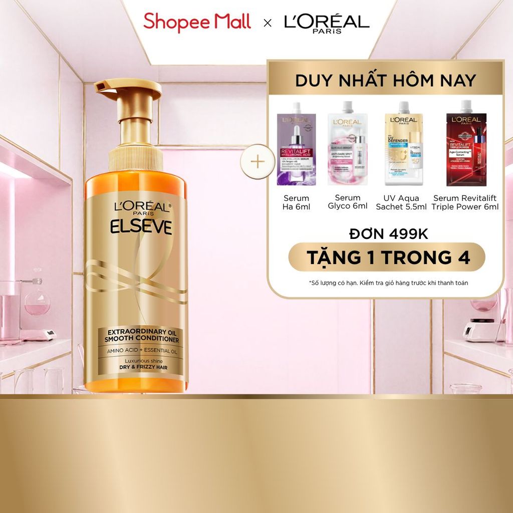 Dầu xả dưỡng tóc suôn mượt tóc cao cấp L'Oreal Paris Extraordinary Oil Smooth 440ml