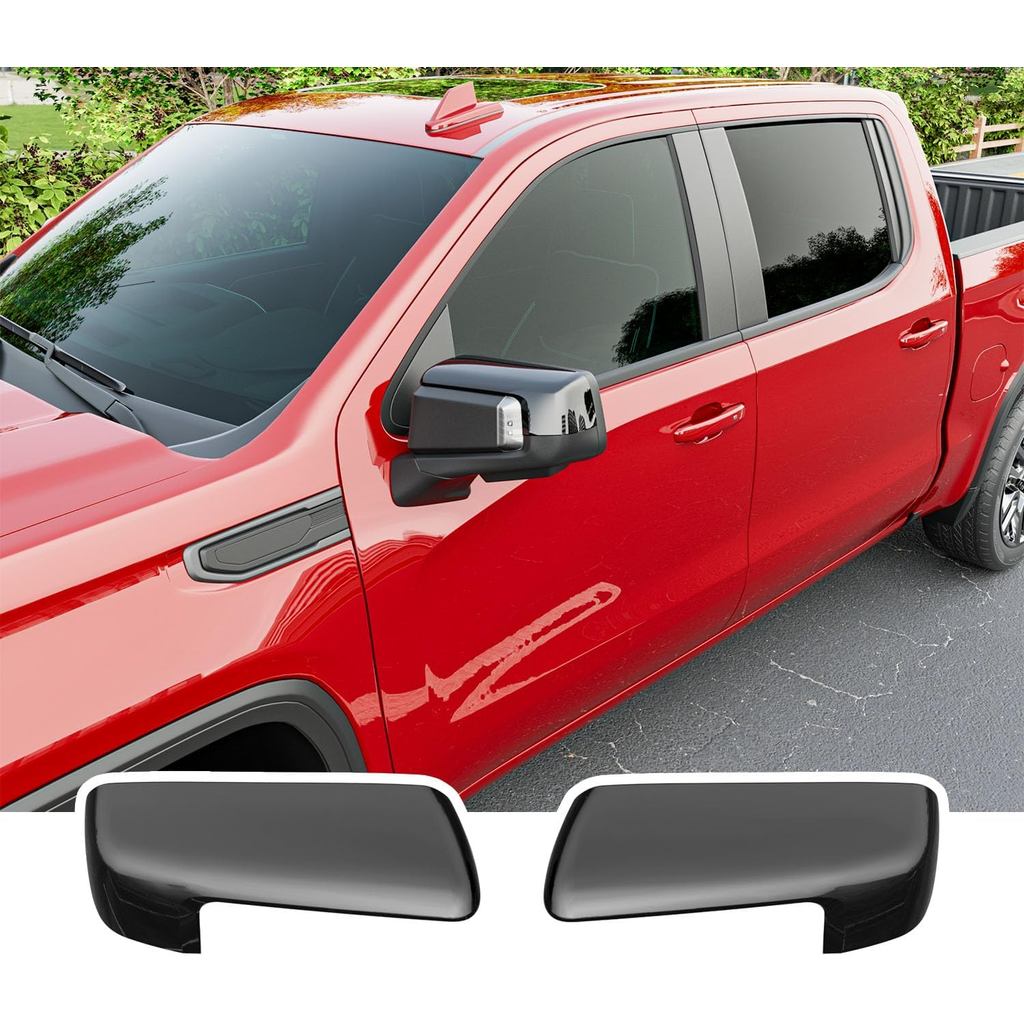 Vỏ Gương Chiếu Hậu Tương Thích Với 2019-2025 Chevy Silverado GMC Sierra 1500 Vỏ Gương Bên Màu Đen Bó
