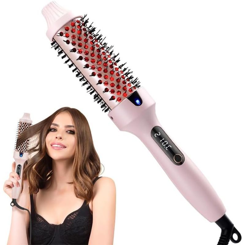 Bàn Chải Nhiệt 38 Mm Thùng Volumizing Nóng Bàn Chải Tóc Gốm Uốn Sắt Ionic Mịn Bóng Tròn Làm Nóng Bàn