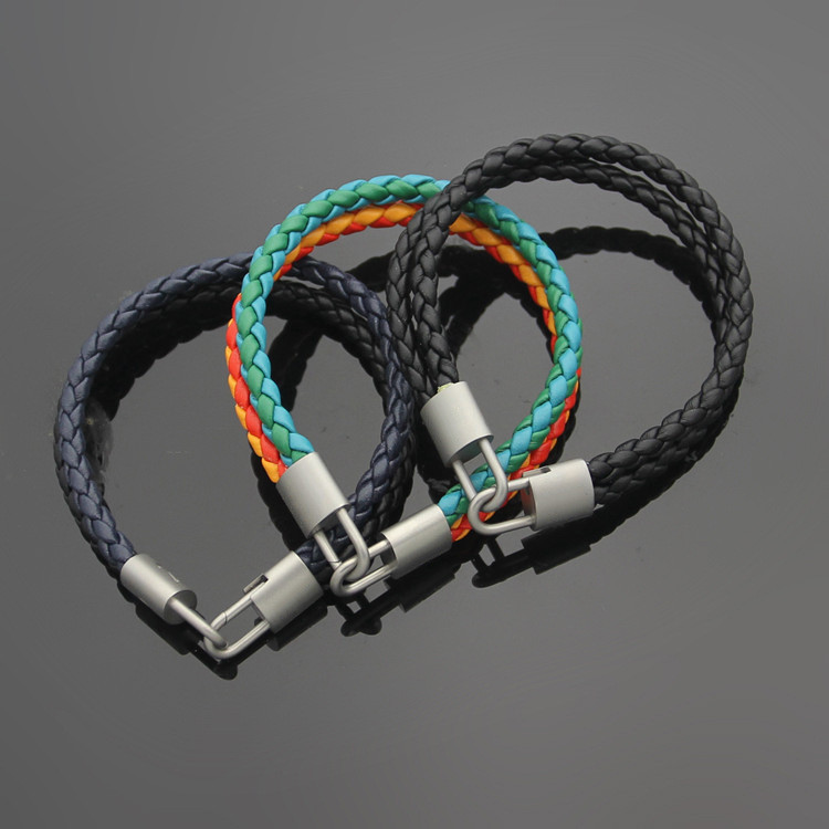 TPRG Braided leather bracelet with double-layer leather clasp for women v Bracelet