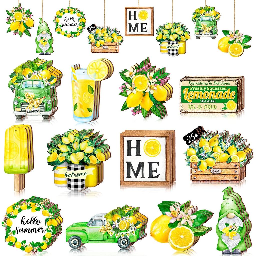 Maitys 36 Chiếc Đồ Trang Trí Cây Chanh Đồ Trang Trí Mùa Hè Gnomes Gỗ Treo Đồ Trang Trí Có Dây Trang 