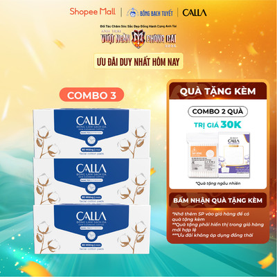 Combo 3 Bông tẩy trang Bông Bạch Tuyết Calla Xỏ Ngón Dạng Túi, làm sạch da 80 miếng/hộp