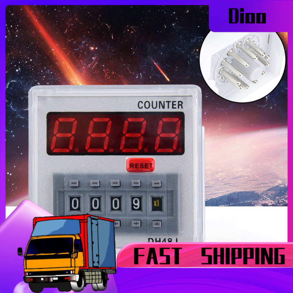 Dioo Bộ đếm kỹ thuật số Taidda Rơle thời gian trễ 11 chân DH48JA 1-999900 Màn hình LED tự động cho đ
