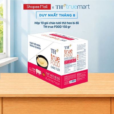 Hộp 10 gói cháo tươi thịt heo bí đỏ TH true FOOD 150 g (150 g x10 gói)