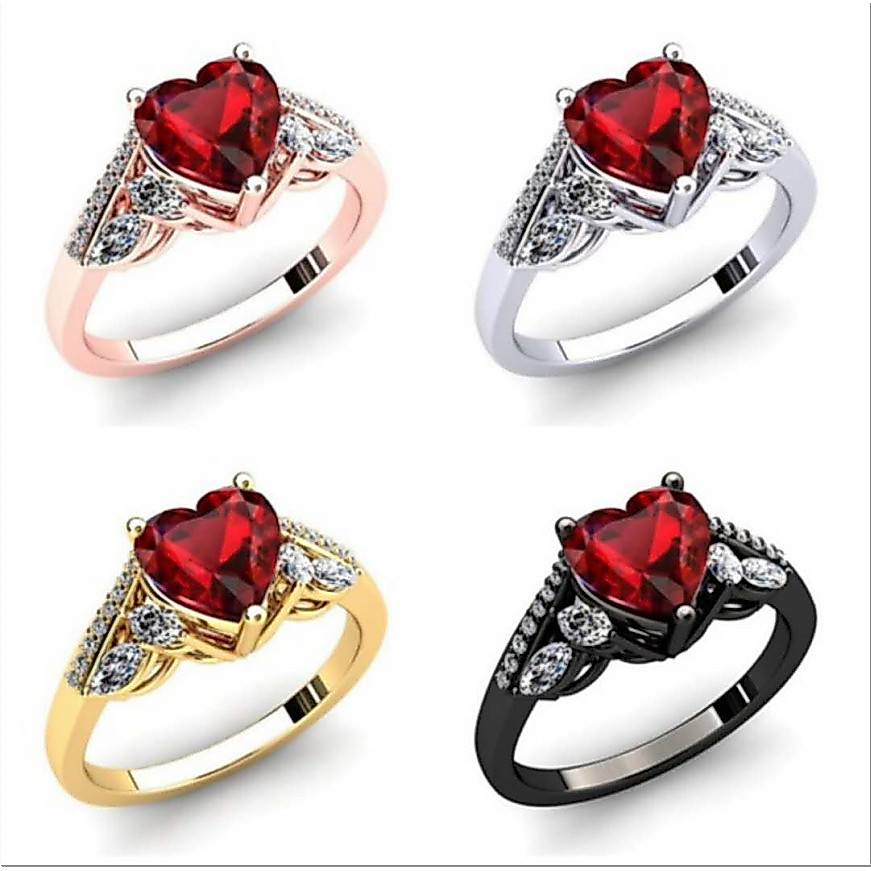 Nhẫn thân thiện với môi trường Rose Ruby Tính khí nữ Kim cương hào phóng Trang sức thời trang Ruby J