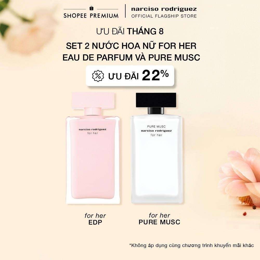 Set 2 Nước Hoa nữ Narciso Rodriguez For Her Eau De Parfum và Pure Musc For Her EDP