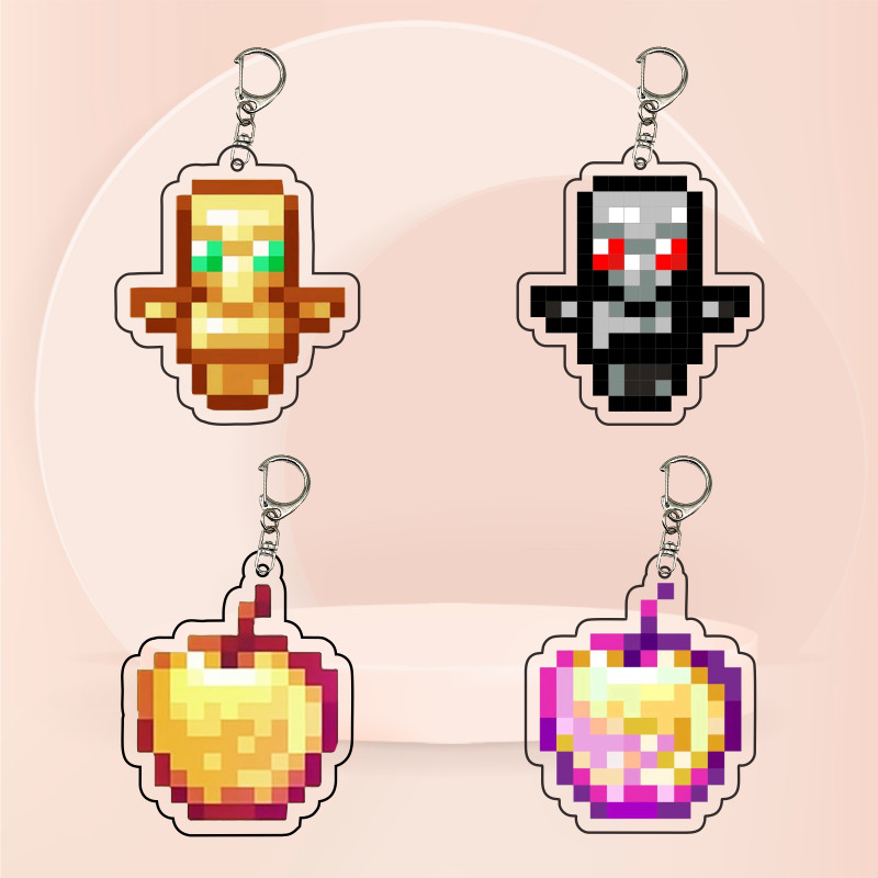 Minecraft Chết Totem Móc Khóa Hàng Hóa Mặt Dây Chuyền Vàng Apple Acrylic Undead Totem Bán Chạy ins P