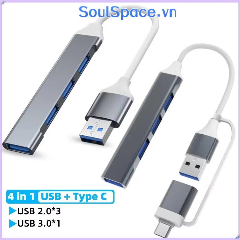 SOULSPACE USB-C HUB, Bộ chia Type-C tốc độ cao PC, Bộ chuyển đổi OTG hợp kim nhôm 4 TRONG 1 HDD