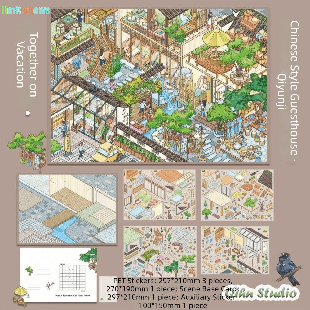 limit shows GIỚI HẠN HIỂN THỊ Nhãn dán phong cảnh 3D, Phong cách Kawaii Phong cách Trung Quốc Nhãn d