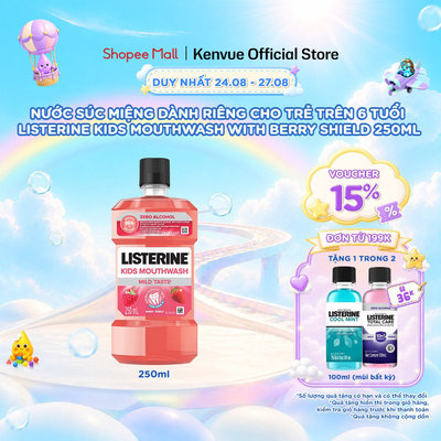 Nước súc miệng Listerine Kids Mouthwash with berry shield dành riêng cho trẻ trên 6 tuổi 250ml