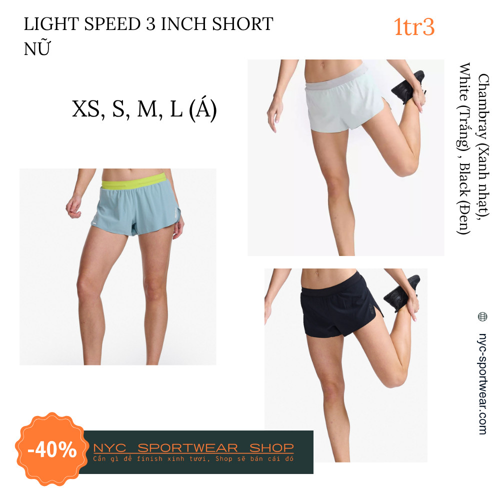 Quần 2XU Light Speed 3 inch Shorts (Nữ)