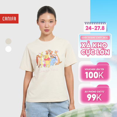 Áo phông nữ mùa hè ngắn tay cổ tròn in họa tiết hoạt hình CANIFA 6TS26S002