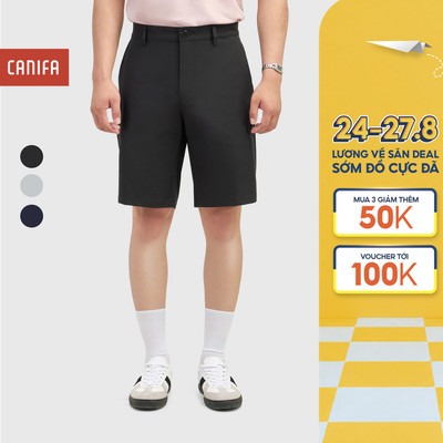 Quần short nam CANIFA dáng Regular cạp cúc phong cách trẻ trung, lịch sự 8BS26S018