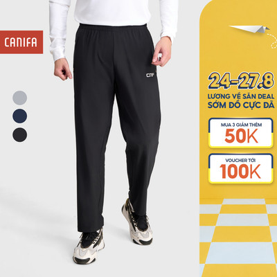 Quần nỉ dài active nam CANIFA cạp chun túi phối khóa kéo form vừa co giãn tốt 8BP26S002
