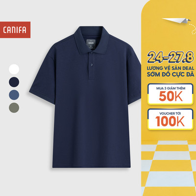 Áo polo nam CANIFA cổ bẻ form regular basic cộc tay 100% cotton mềm mại thoáng khí 8TP26S015