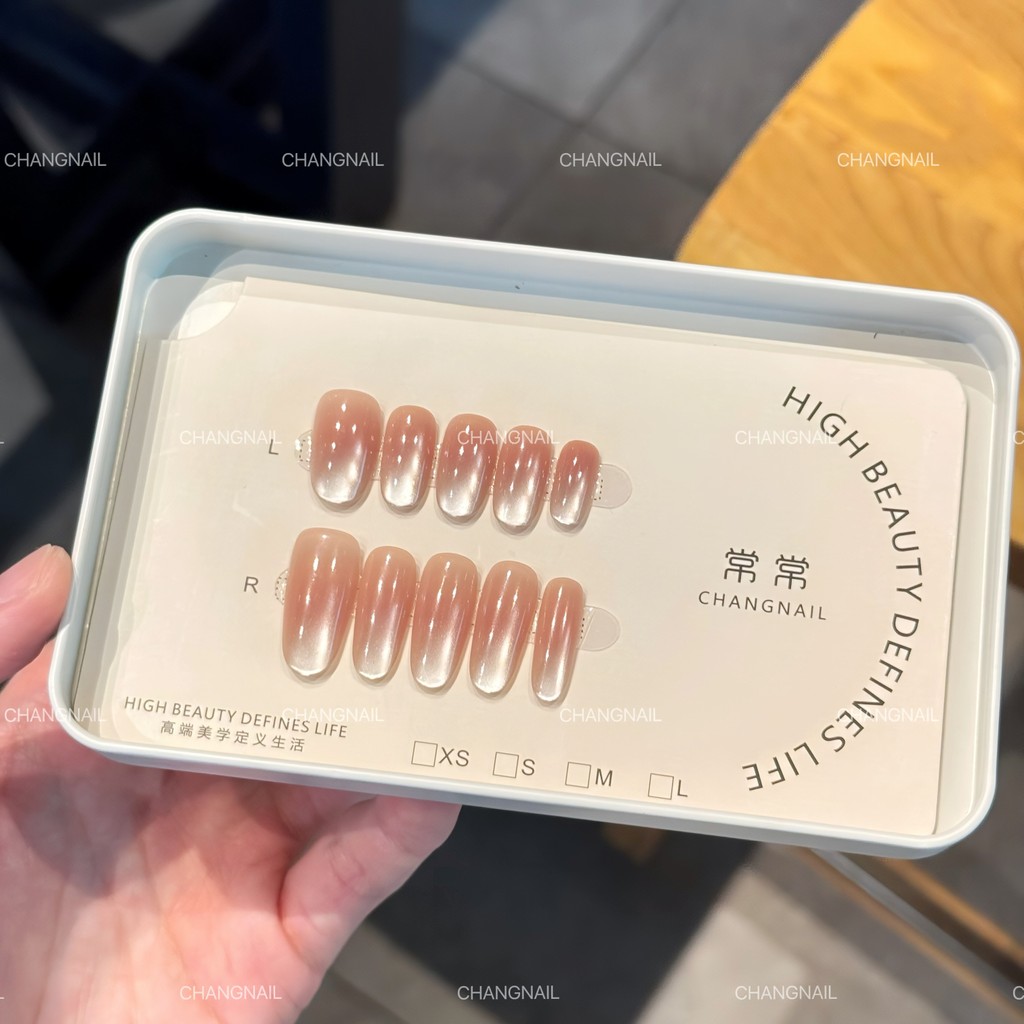Sáng lung linh-Morning lung linh-Tearing Nail Pink Cat 's Eye Pure Desire Kết cấu tính khí 10 miếng 
