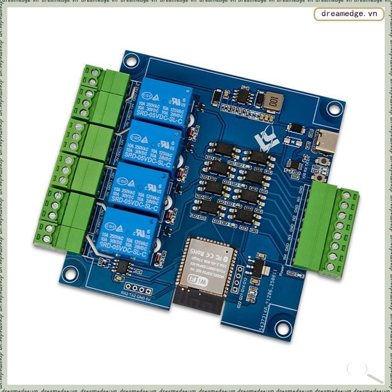 [dreamedge] Mô-đun rơle 4 kênh Modbus 9-24V TYPE-C có hỗ trợ Bluetooth WIFI RS485