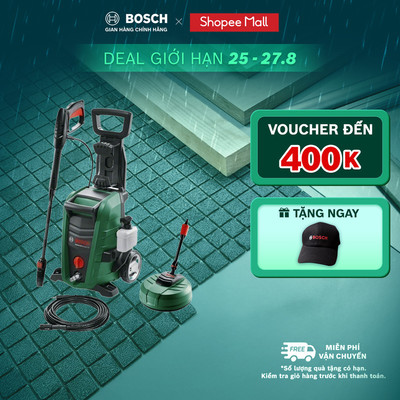 Máy phun xịt rửa Bosch Universal Aquatak 125 kèm Phụ kiện chà rửa sân Aquasurf 250 và Ống nước nối dài Bosch 6m