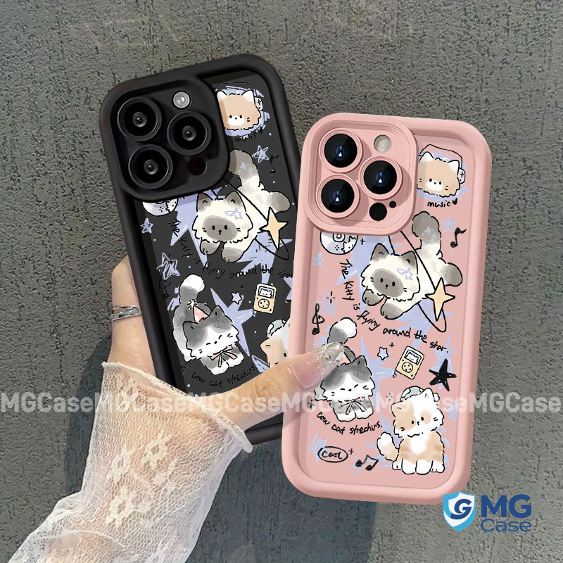 Vỏ Cho Oppo Chú mèo vũ trụ bay lượn trên bầu trời Case Pro A18 A58 A5 A38 A3 Pro A3 A57 A60 A16 A15 