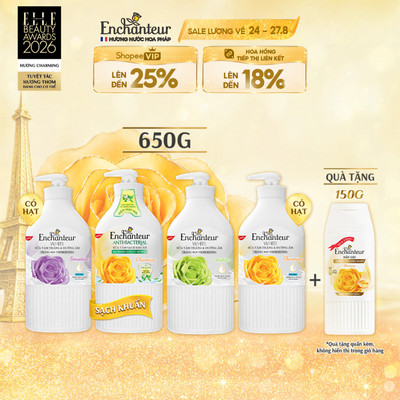 Sữa tắm trắng da hương nước hoa Pháp Enchanteur White 650g Hỗ trợ mờ thâm với Kem sữa tươi+ Niacinamide