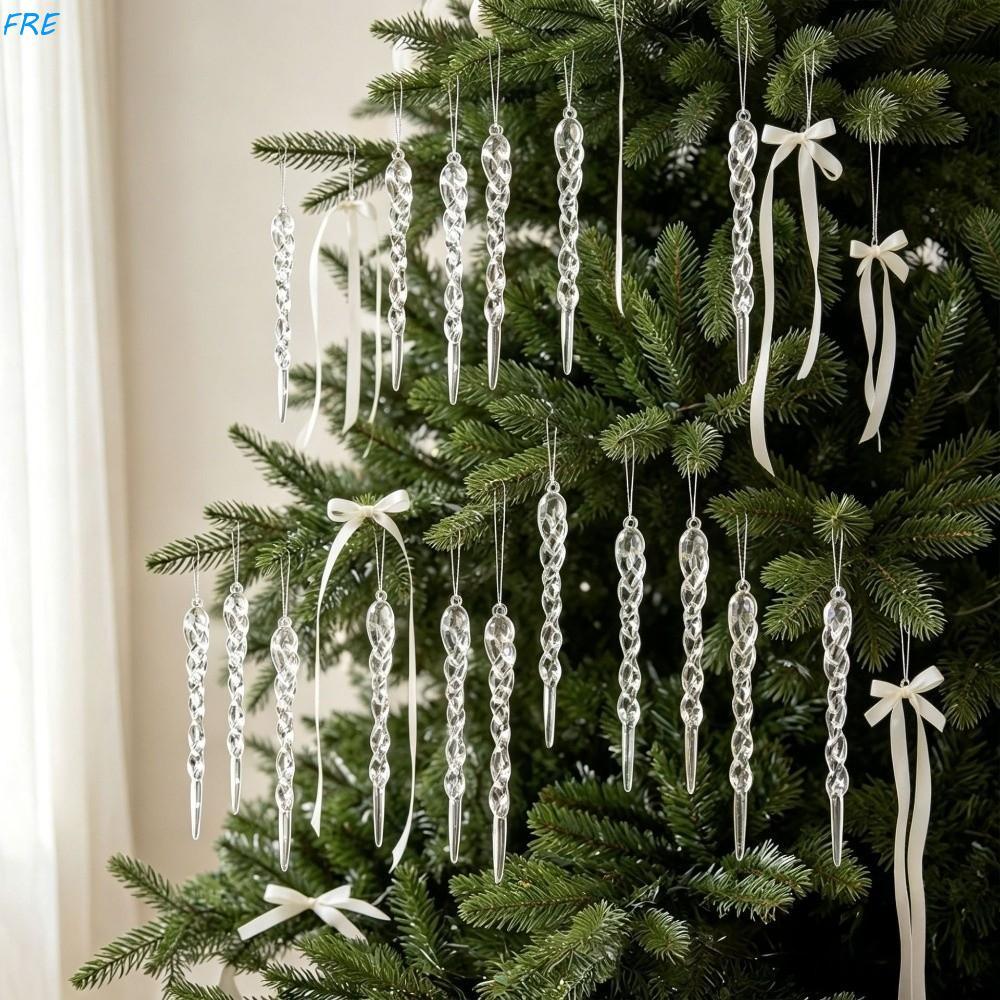 FRE 12 Chiếc Đồ Trang Trí Cây Giáng Sinh Icicle, Acrylic Chống Vỡ Xmas Mặt Dây Icicle, Nhẹ Trong Suố