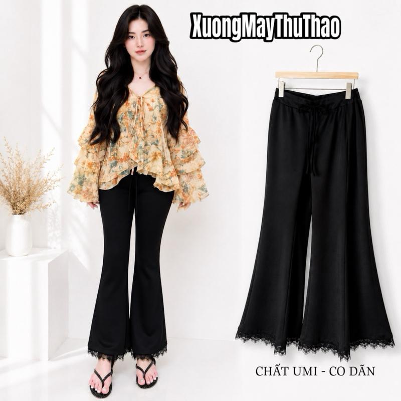 Quần Loe Chân Re Dáng Nấm Cute Chất Umi Co Dãn BIGSIZE