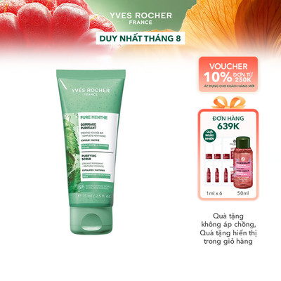 Tẩy tế bào chết da mặt cho da dầu mụn Yves Rocher Pure Menthe Purifying Scrub 75ml