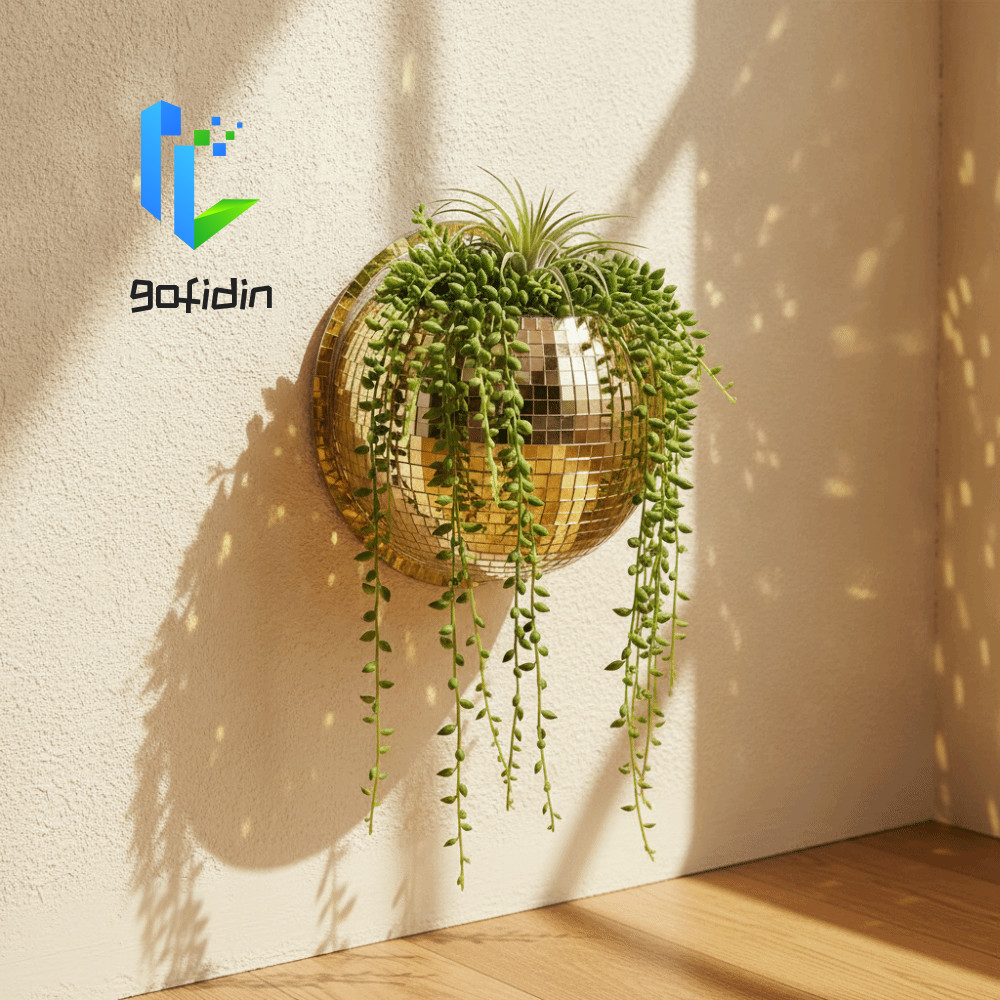 GOFIDIN Chậu trồng vũ trường treo tường, Bình treo tường vũ trường nửa quả cầu trang trí, Trang trí 