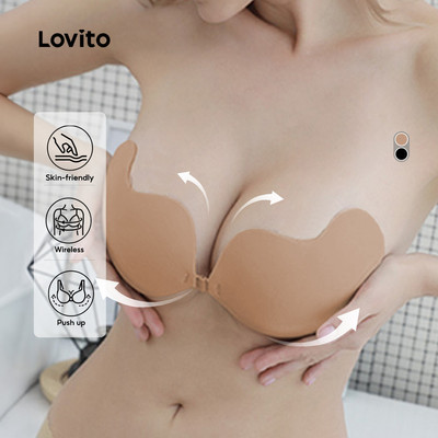 Lovito Phong cách thường ngày Áo Ngực Độn Ngực Không Đường May Hình Quả Xoài Thoáng Khí Có Thể Tái Sử Dụng Không Gây Kích Ứng Dành Cho Nữ L12055