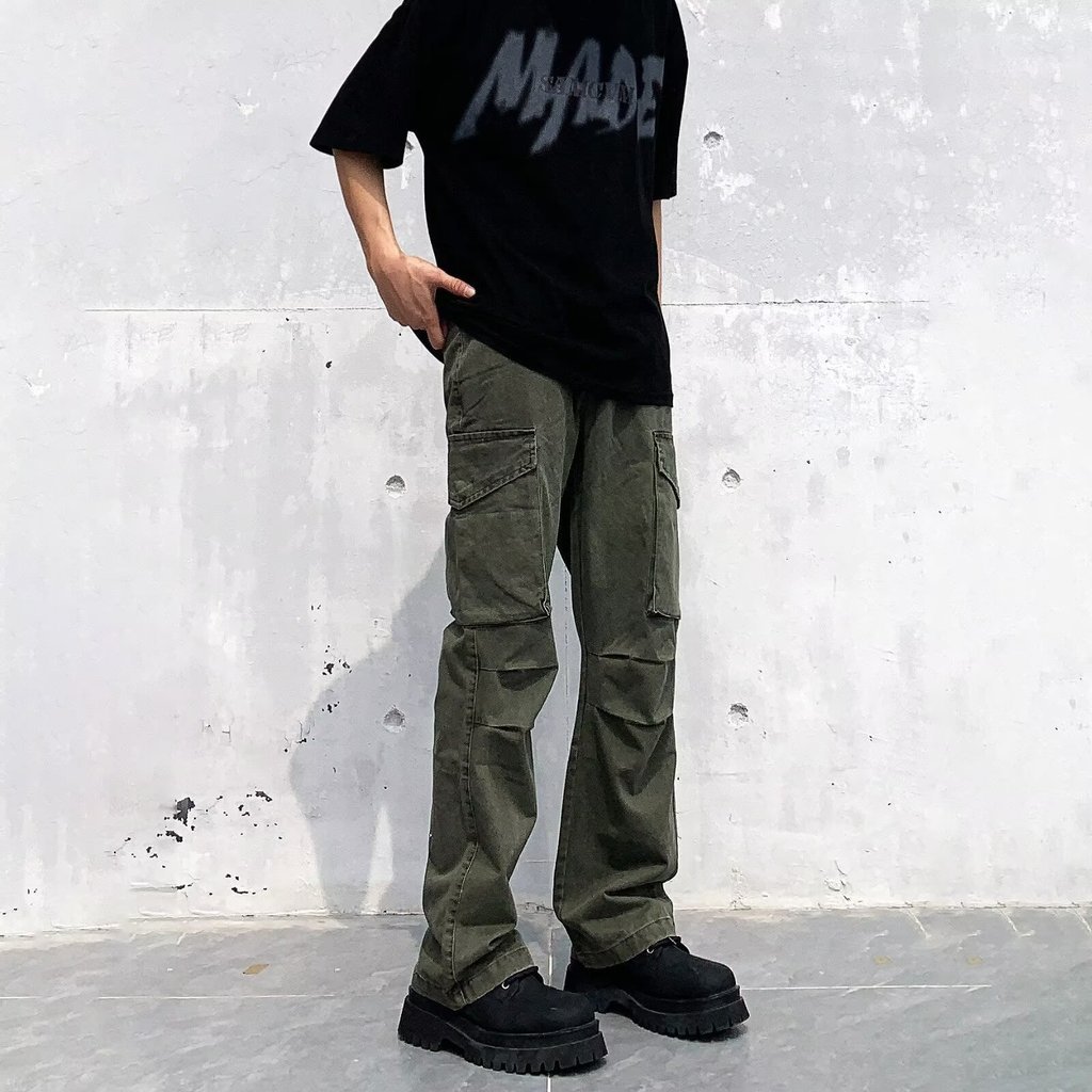 88rising Asute Nhuộm Merad Machete Quần yếm Mỹ Rời Thẳng Quần Nam Nữ
