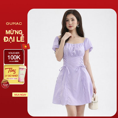 Đầm Nữ Gmorning - GUMAC Form A Xòe Tay Phồng Xếp Ly Ngực Thanh Lịch YDE12060