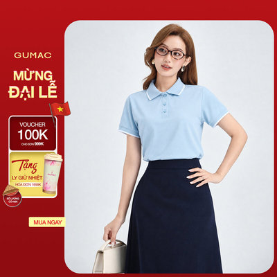 Áo Polo Nữ GUMAC Áo Phông Có Cổ Xanh Dương Tay Ngắn Thanh Lịch Công Sở, Thể Thao LPLF1209