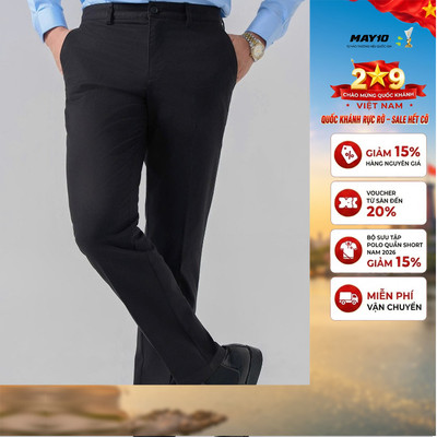 Quần kaki nam May 10 không ly màu đen mã 020124359KL QK069
