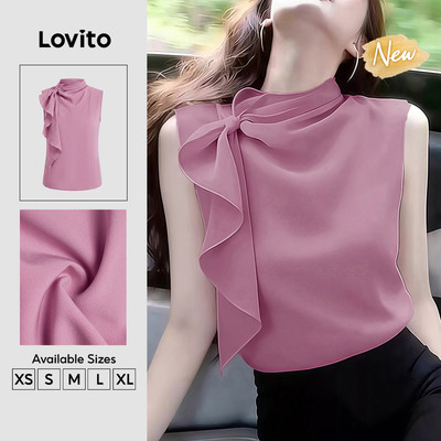 (New Arrival) Lovito Áo Kiểu Dáng Thanh Lịch Phong Cách Y2k Thắt Nút Thích Hợp Cho Mùa Xuân/hè Màu Hồng Dành Cho Nữ TKK8P1D277