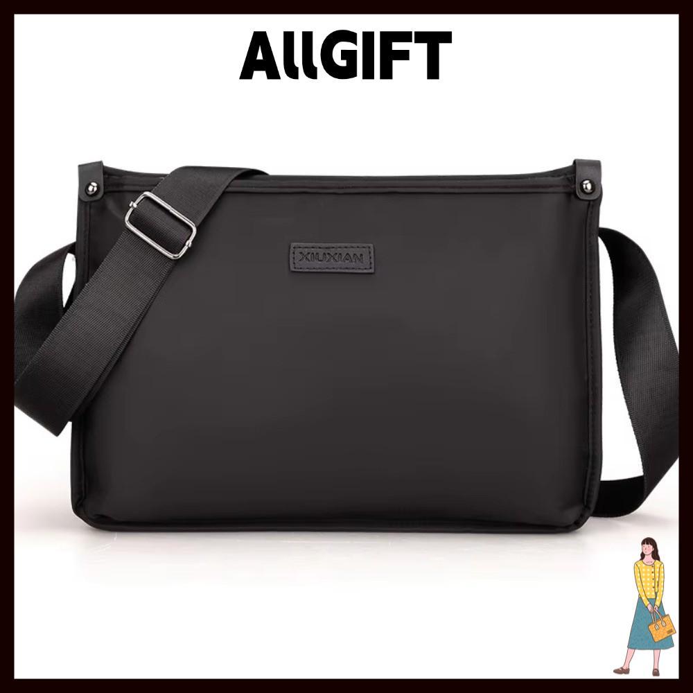 ALLGIFT Túi Đeo Vai Đơn, Dây Kéo Đóng Túi Đeo Ngang Dung Tích Lớn, Chất Liệu Nylon Hợp Thời Trang Vải Phong Cách Thường Ngày Túi Vải Sử Dụng Hàng Ngày