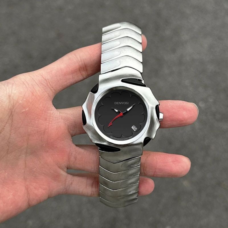 Millennium y2k Alien Retro Watch Nam Mặt Trước Độc Đáo Sáng Tạo Tương Lai Khái Niệm Đồng Hồ Đeo Tay 