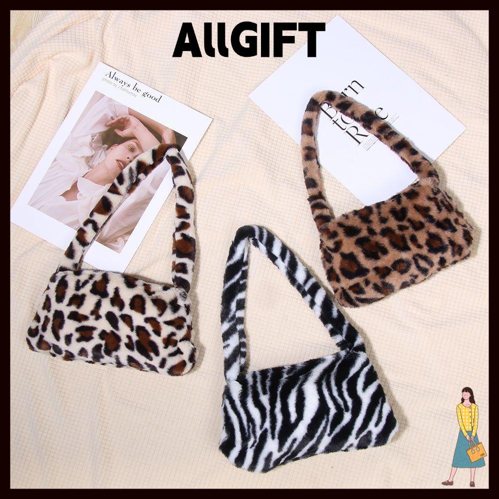AllGIFT ALLGIFT Sang Trọng Nách Túi Xách Nữ Mềm Mại Thời Trang Bé Gái Da Báo In