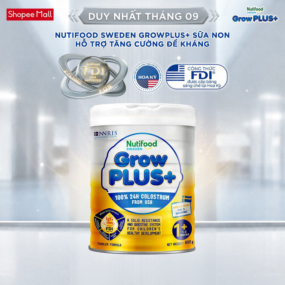 [Growplus x Hannah] Sữa Bột Nutifood GrowPLUS+ Sữa Non Tăng Đề Kháng 800g - Trên 1 Tuổi - Tiêu Hóa T
