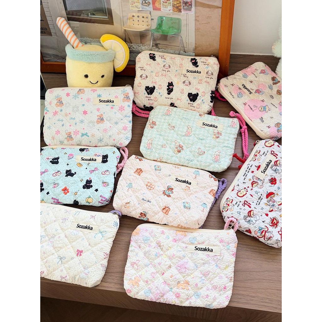 12 Kết cấu bong bóng đa năng Bunny Dog Coin Purse Di động Son môi cầm tay Túi đựng mỹ phẩm Túi đựng 