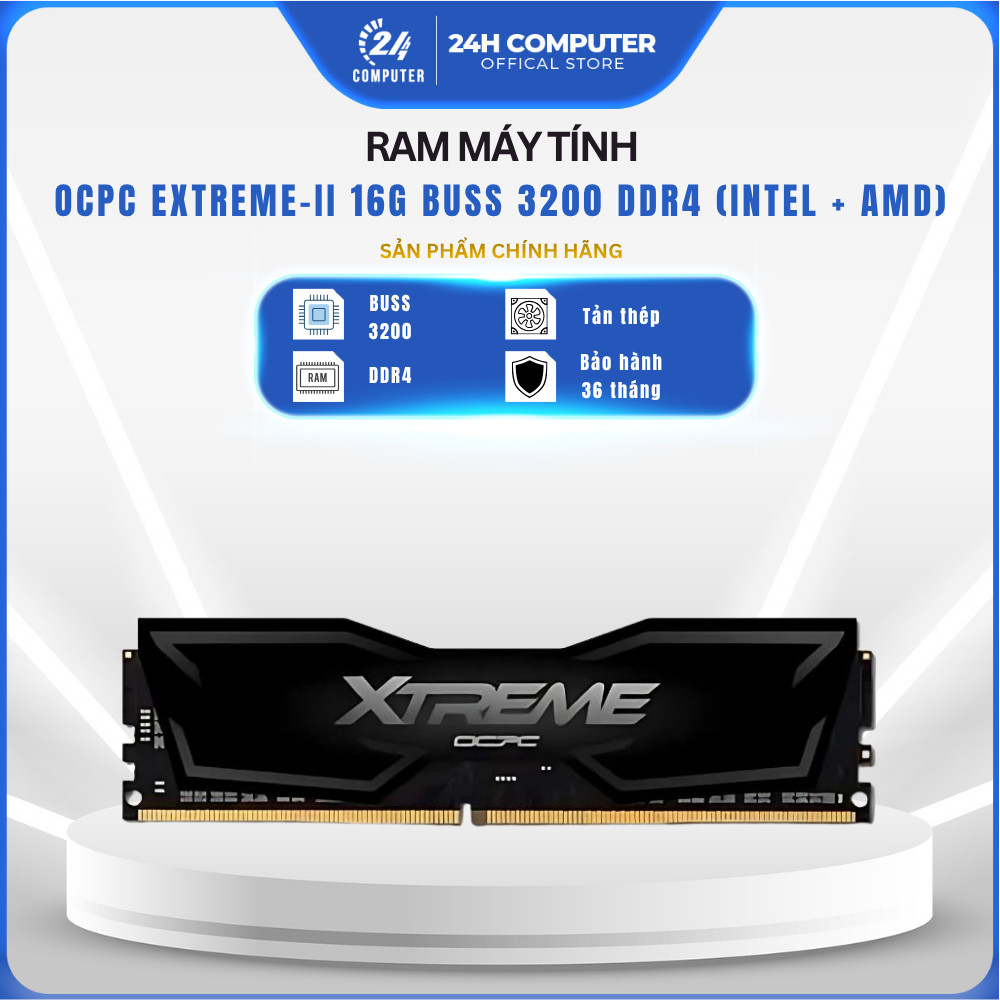 RAM MÁY TÍNH OCPC XTREME II 16GB DDR4 Bus 3200 (Intel + AMD) NEW | Chính Hãng | Bảo Hành 36 Tháng