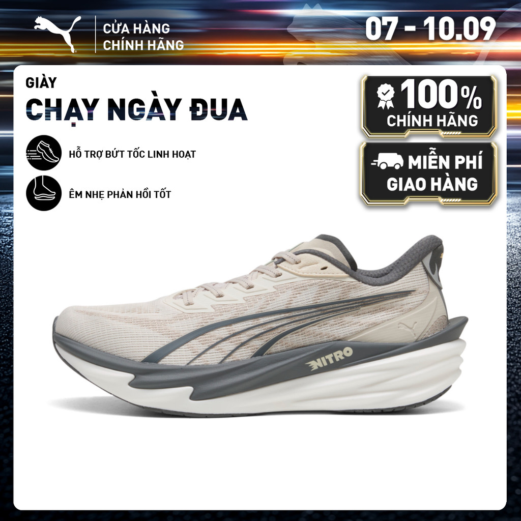 Giày Chạy Bộ PUMA Nam Deviate NITRO 4 Alpine Snow-Slate Sky Màu Trắng