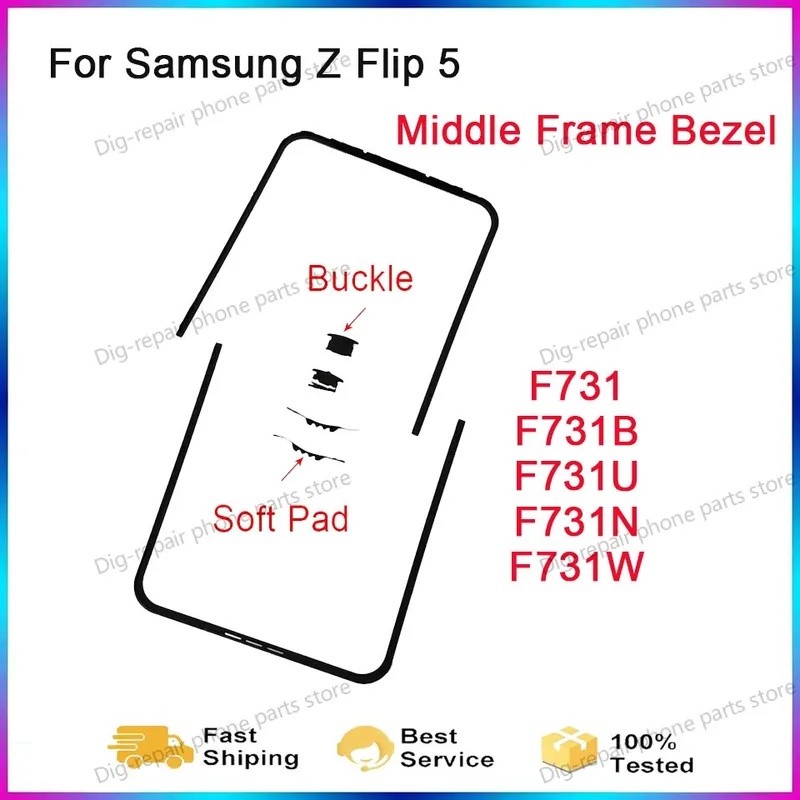 Thay Thế Z Flip 5 Khung LCD Giá Đỡ Màn Hình Có Khóa Giữa Mềm Pad Cho Samsung Z Flip5 F731B F731N Khu